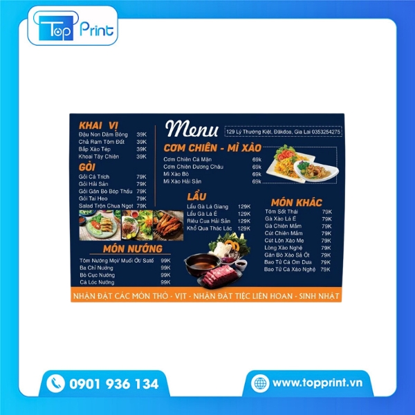 Menu quán nhậu đẹp, đơn giản mà hiệu quả thu hút khách