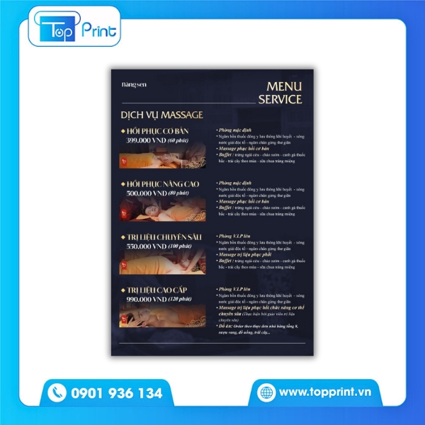 Menu Spa Vintage In Trên Giấy Tái Chế