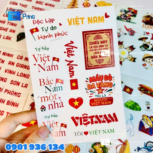 In sticker cờ Việt Nam theo combo số lượng lớn