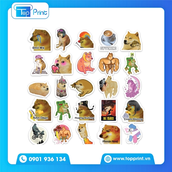Sticker con ch&oacute; in &eacute;p kim sang trọng