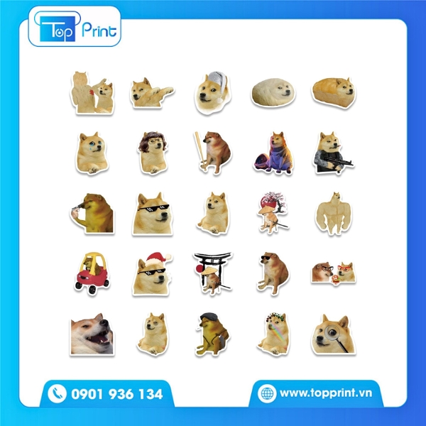 Sticker con ch&oacute; kawaii phong c&aacute;ch Nhật Bản