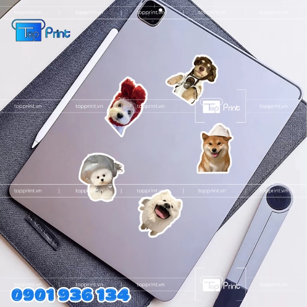 Sticker con ch&oacute; kiểu vintage in số lượng lớn