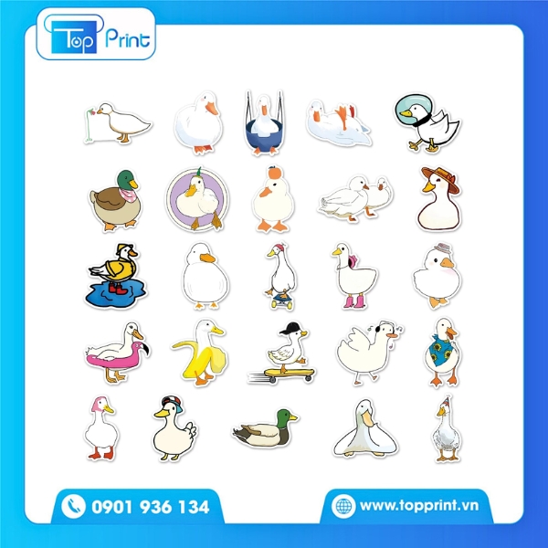 Sticker con vịt ngủ gật &ndash; in si&ecirc;u n&eacute;t