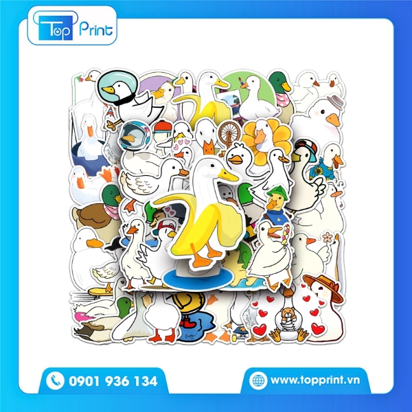 Sticker con vịt trong suốt &ndash; in bằng decal film
