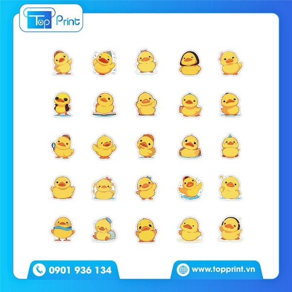 In sticker con vịt dễ thương theo k&iacute;ch thước t&ugrave;y chọn