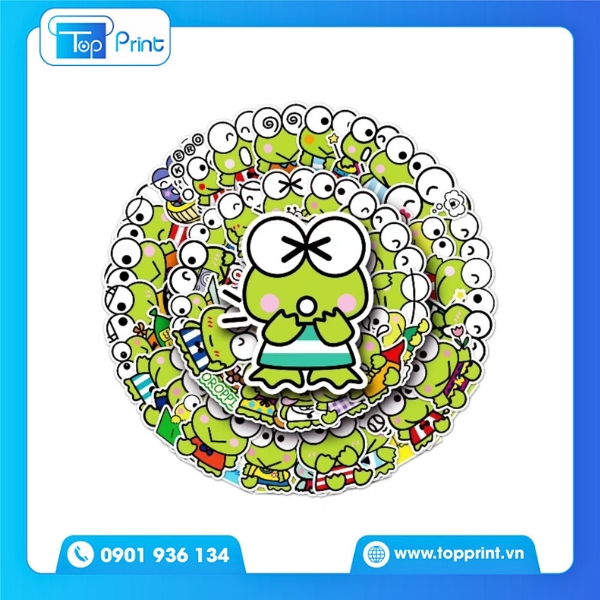 Sticker Ếch Xanh Bế Theo Hình - In UV TopPrint
