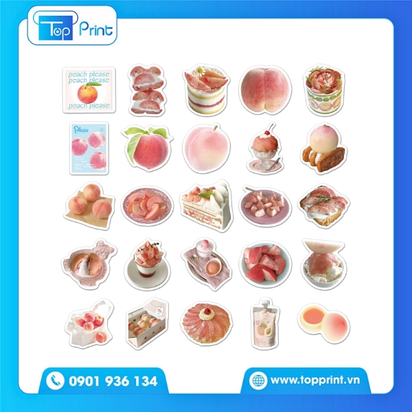 Sticker hoa quả in chất liệu decal nhựa PVC
