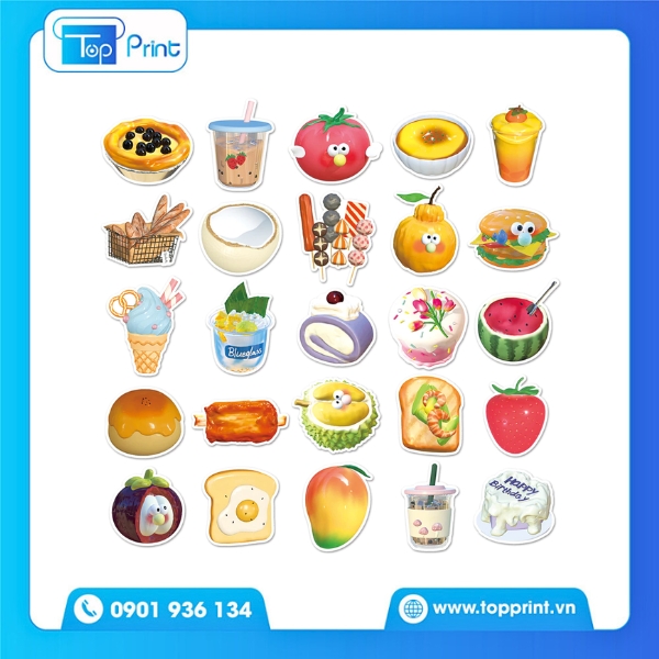 In sticker hoa quả theo bộ combo tại Topprint