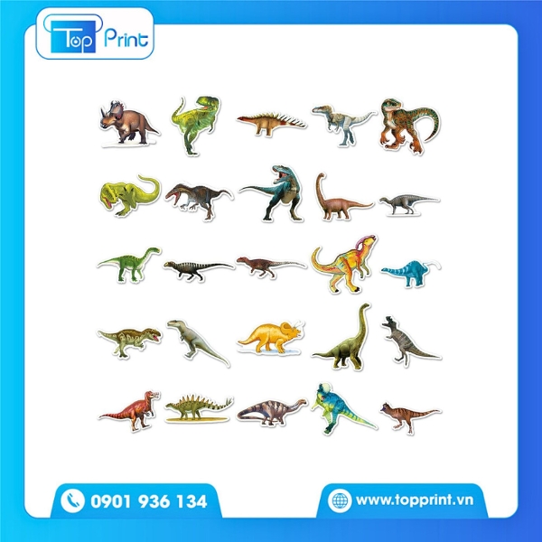 In sticker khủng long nổi bật &ndash; kh&ocirc;ng lem m&agrave;u