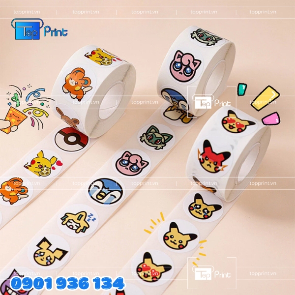 In sticker Pokemon tr&ecirc;n decal chống nước