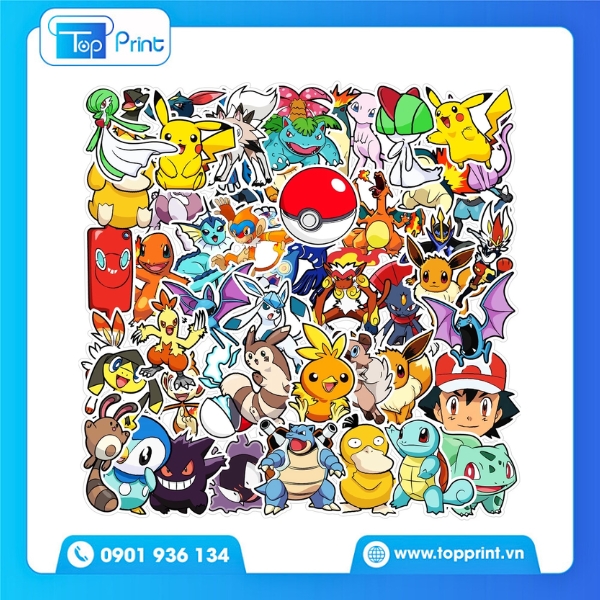 In sticker Pokemon d&aacute;n laptop kh&ocirc;ng bong tr&oacute;c