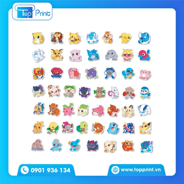 Xưởng in sticker Pokemon tại TP.HCM