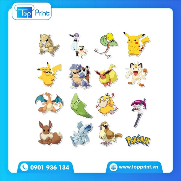 Sticker Pokemon in bằng mực chất lượng cao