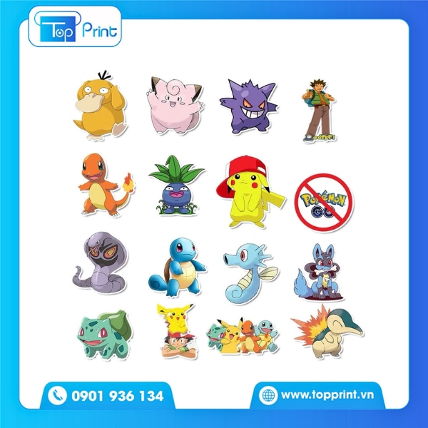 Quy tr&igrave;nh in sticker Pokemon tại Topprint