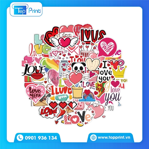 Sticker T&igrave;nh Y&ecirc;u In Ấn Đẹp, Gi&aacute; Rẻ