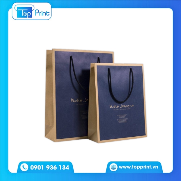 Túi giấy xanh quai giấy xoắn – in ấn giá tốt