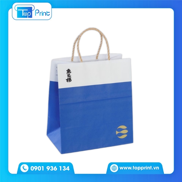 In túi giấy xanh cho cửa hàng mỹ phẩm cao cấp