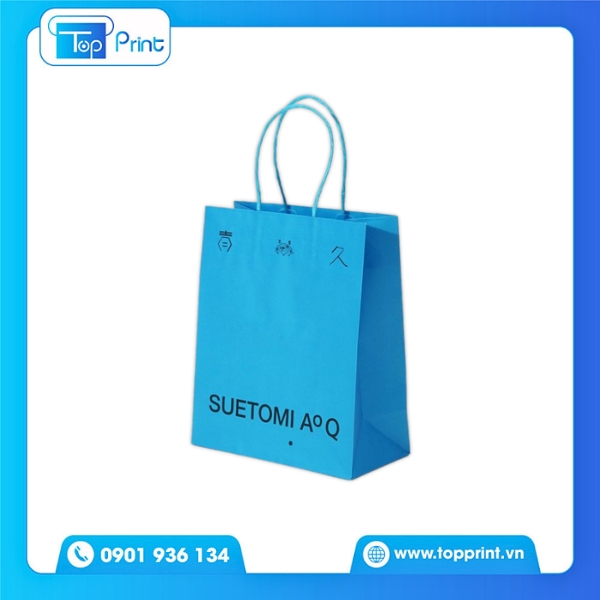 In túi giấy xanh có nắp gập – thiết kế tiện lợi