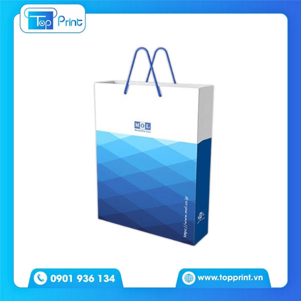 Túi giấy xanh kích thước lớn – in logo cho ngành bán lẻ
