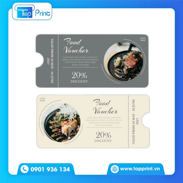 Mẫu voucher giảm giá ăn trưa – Phong cách tối giản