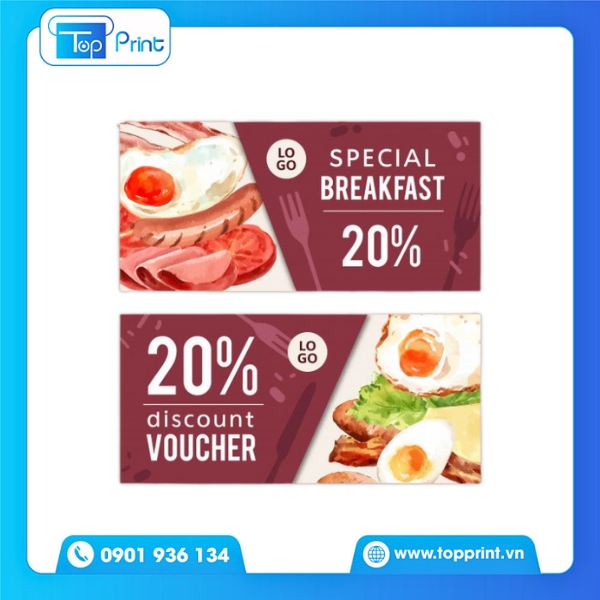 Mẫu voucher ăn uống in nhanh lấy liền tại Topprint