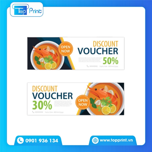 Mẫu voucher ăn uống đẹp – dịch vụ in ấn uy tín tại Topprint
