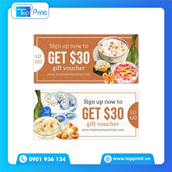 Mẫu voucher ăn uống phong cách vintage