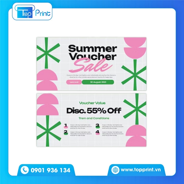 In voucher giảm giá thiết kế sang trọng tại Topprint