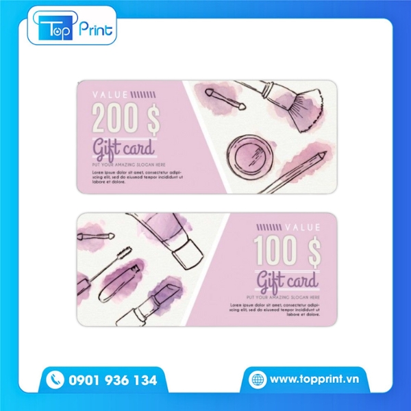 Voucher Mỹ Phẩm Thiết Kế Tối Giản In Offset