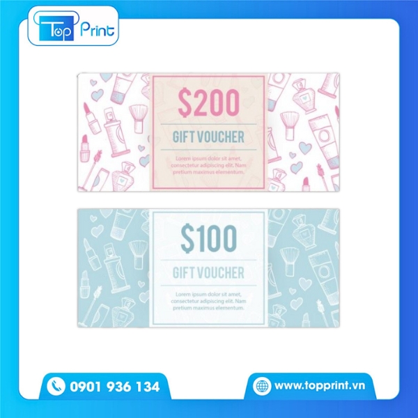 Voucher Quà Tặng Mỹ Phẩm In Offset Cao Cấp