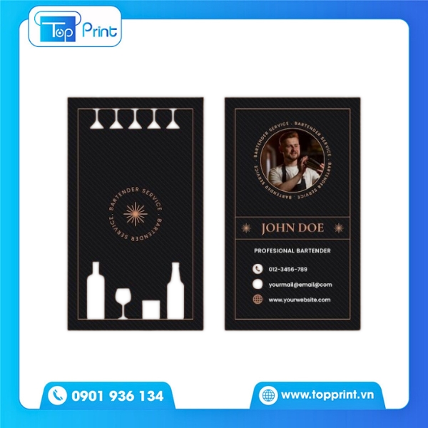Mẫu card visit quán nhậu in UV nổi sang trọng