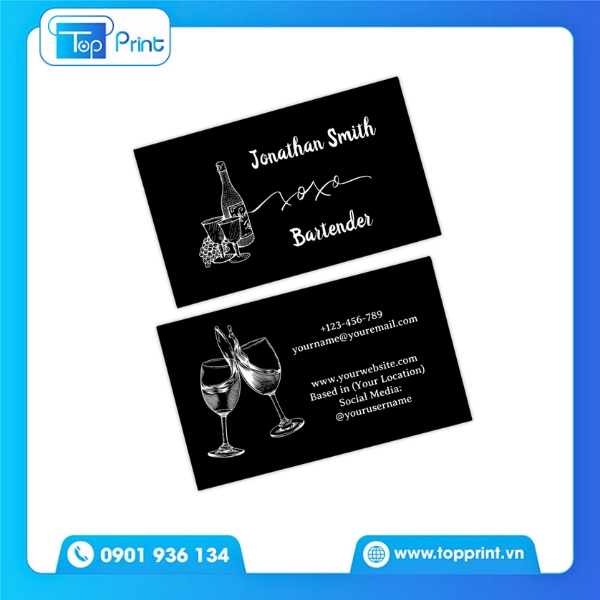 Mẫu card visit quán nhậu phối màu đen vàng nổi bật