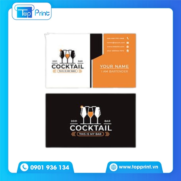 Mẫu card visit quán nhậu phối màu đỏ đen mạnh mẽ