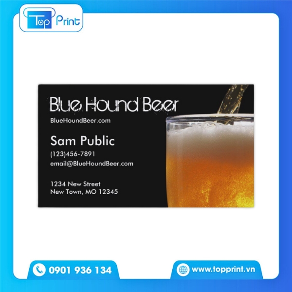 Mẫu card visit quán nhậu bia hơi đơn giản, in giá rẻ Topprint