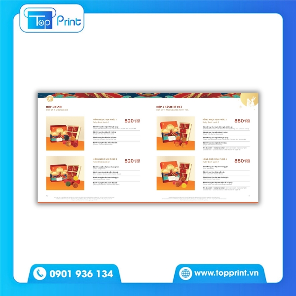 In bìa catalogue bánh trung thu ép kim nổi bật