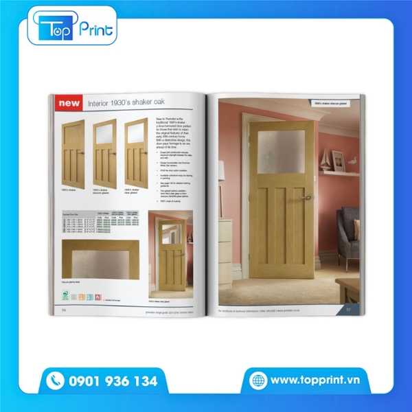 In ấn catalogue cửa sắt có dập nổi logo thương hiệu