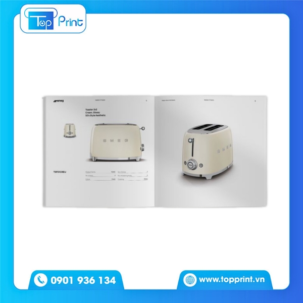 In catalogue đồ gia dụng với chất liệu giấy Couche