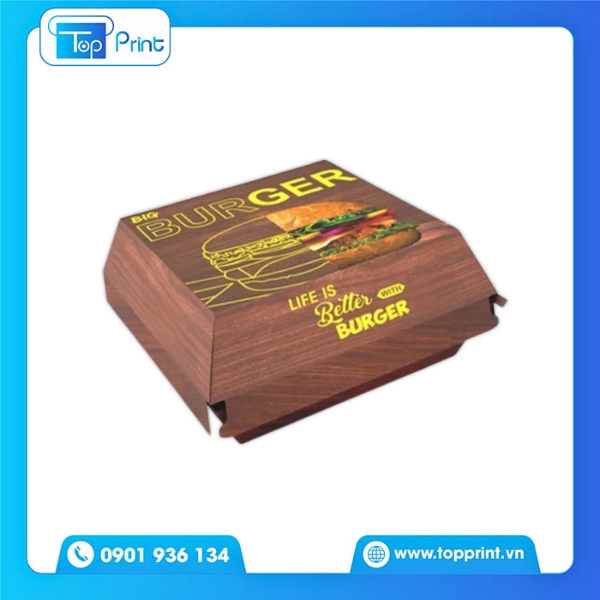 Hộp giấy burger in kỹ thuật số chất lượng cao