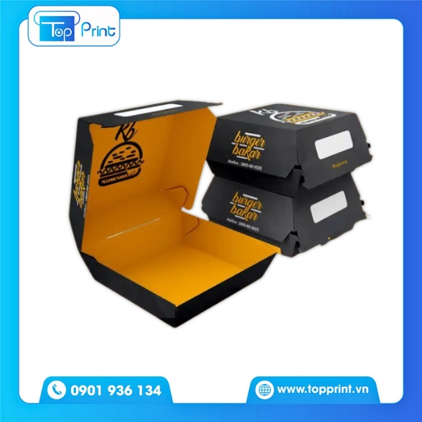 Hộp giấy hamburger thiết kế riêng – in theo yêu cầu