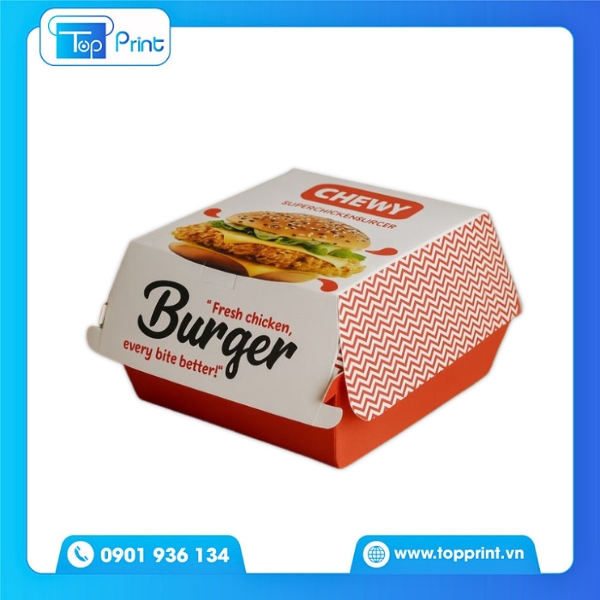 Hộp giấy đựng hamburger in số lượng lớn giá tốt