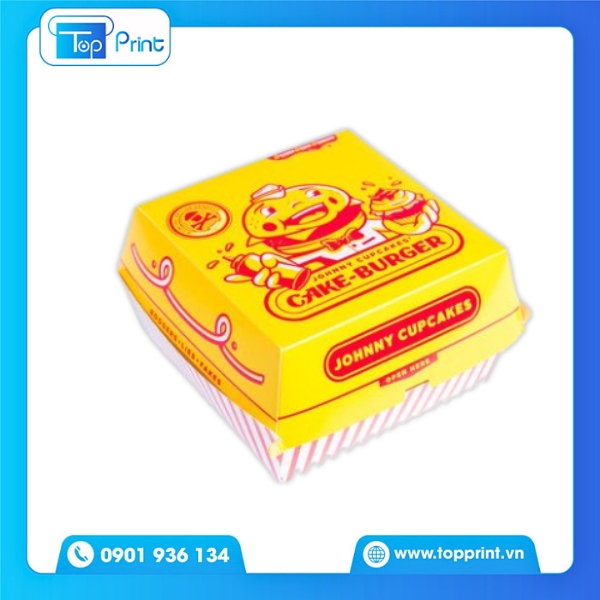 Mẫu hộp giấy hamburger in UV nổi bật