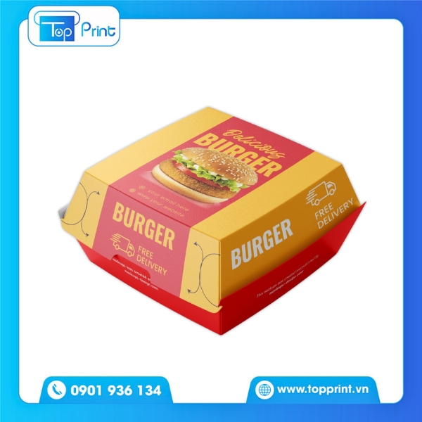 Mẫu hộp hamburger in nhanh lấy liền tại xưởng in Topprint