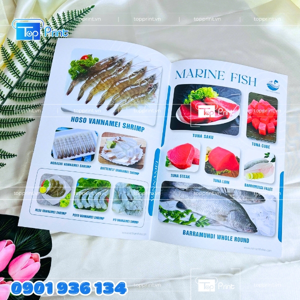 In catalogue hải sản sang trọng