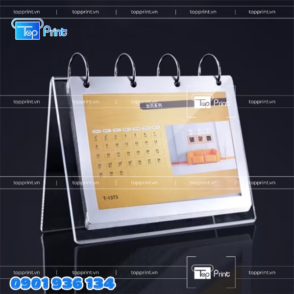 Mẫu lịch để bàn đế mica hiện đại cho văn phòng