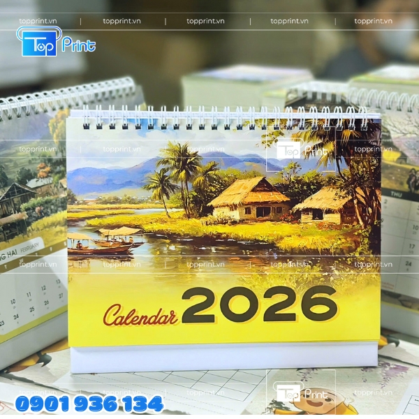 Mẫu lịch để bàn chữ A, M phối hợp thiết kế