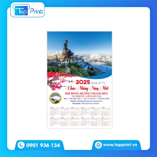 Mẫu lịch treo tường 1 tờ in nhanh, giá rẻ tại TPHCM