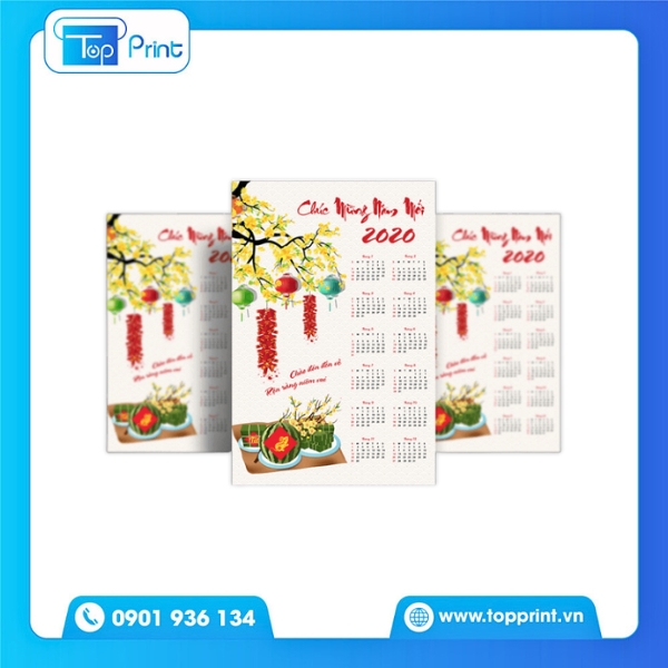 Mẫu lịch treo tường 1 tờ in ấn tại Topprint