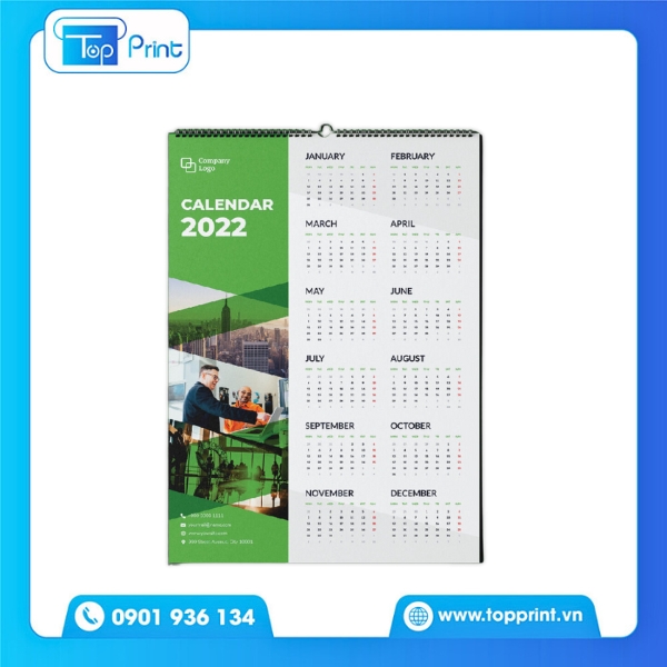 Mẫu lịch treo tường 1 tờ in hình phong cảnh thiên nhiên