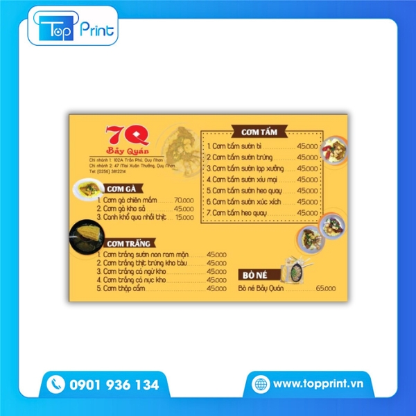 Mẫu Menu Cơm Tấm Tối Giản – Phù Hợp Mọi Quán