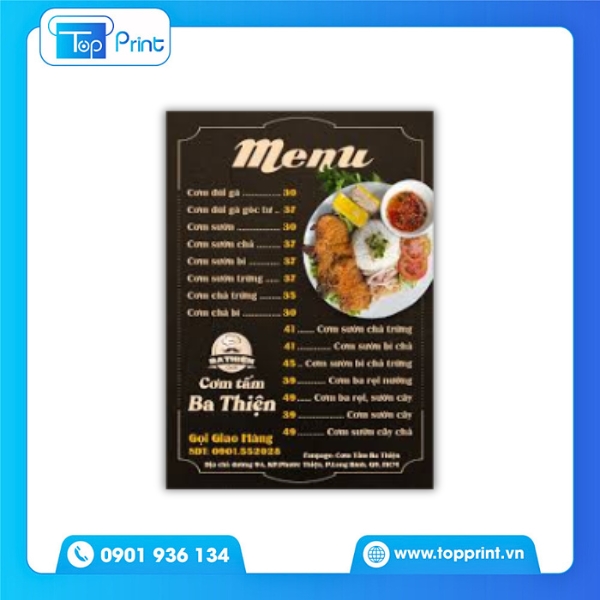 Mẫu Menu Cơm Tấm Thiết Kế Bình Dân – In Giá Tốt Tại Topprint